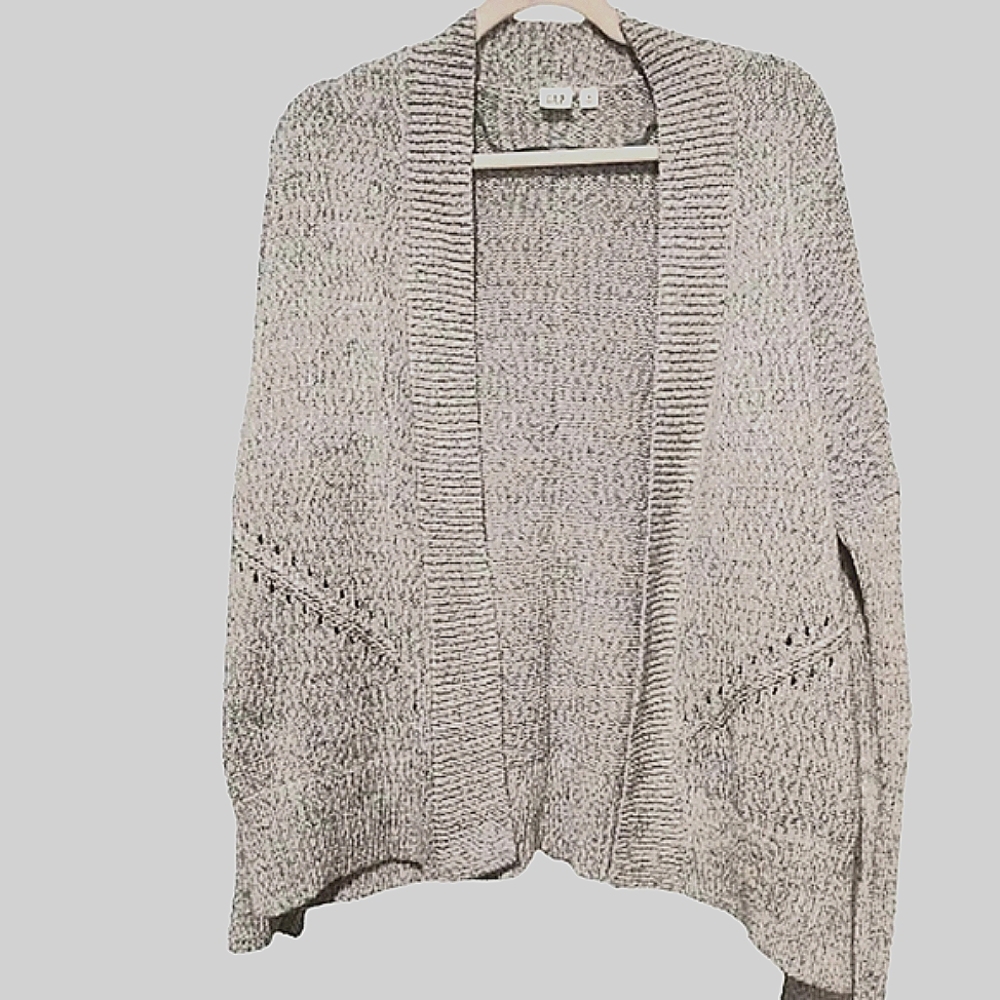 GAP Light Blue & White Open Front Knit Cardigan Sweater – Size M